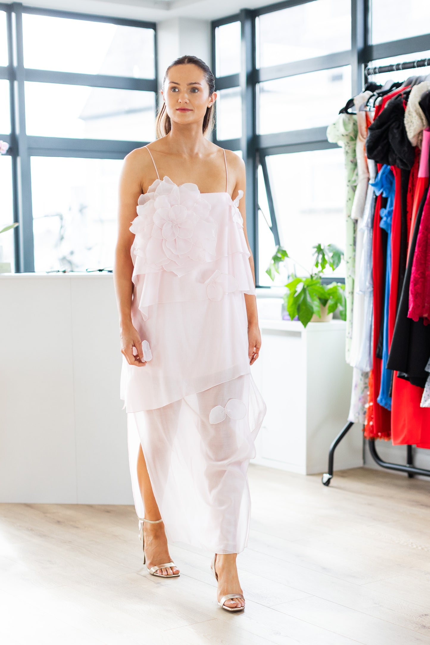 & Other Stories pink appliqué maxi