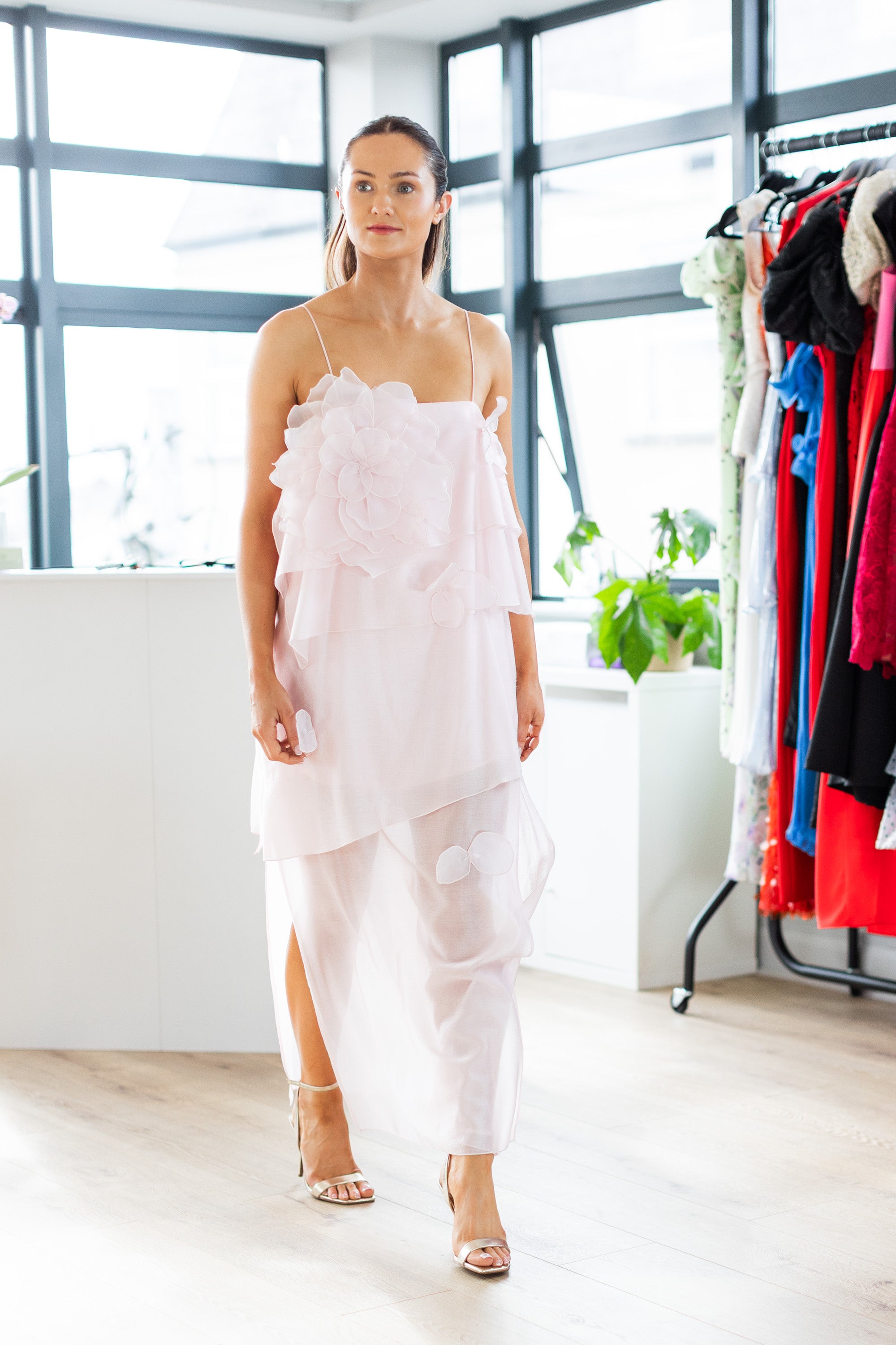 & Other Stories pink appliqué maxi