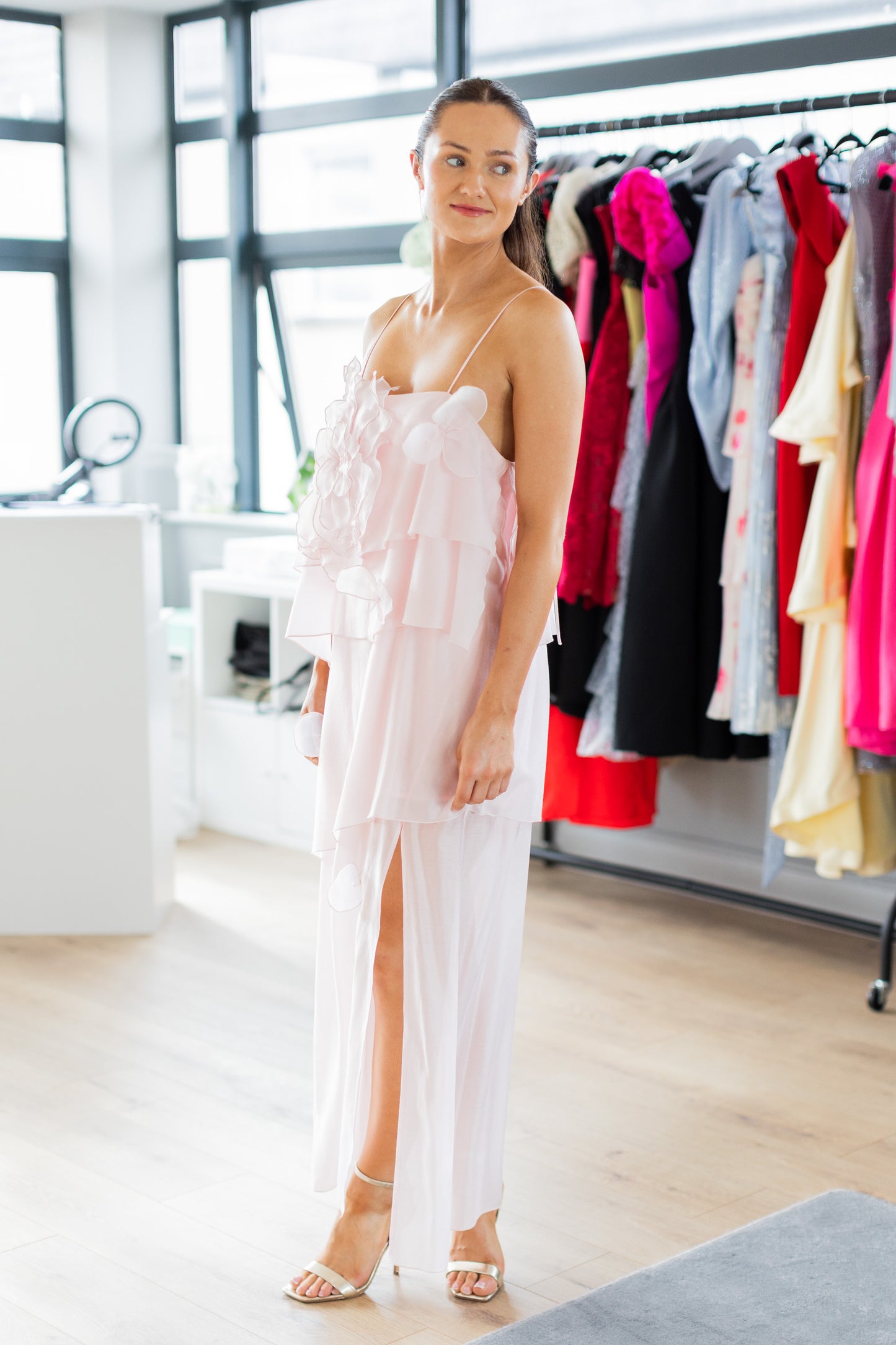 & Other Stories pink appliqué maxi
