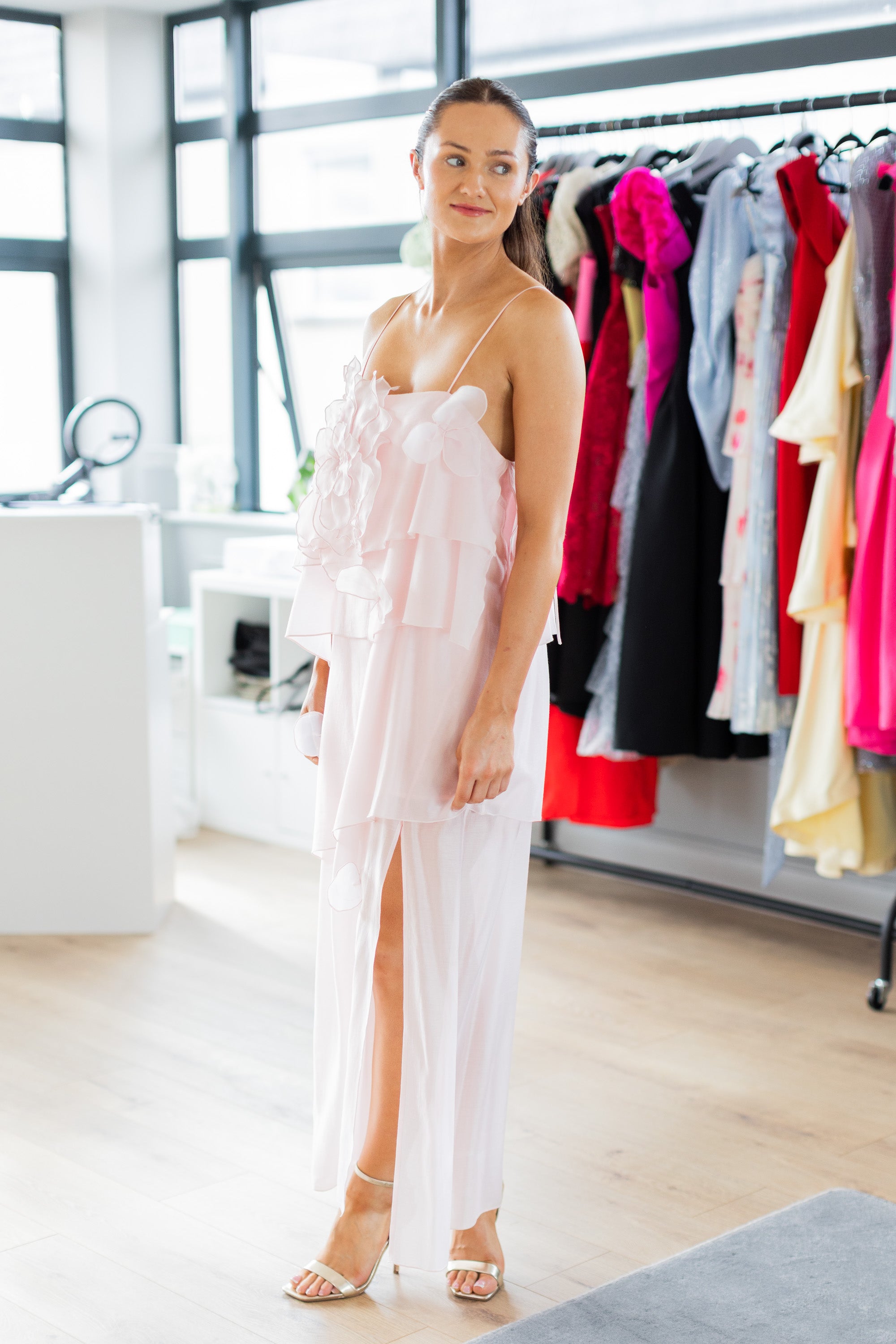 & Other Stories pink appliqué maxi