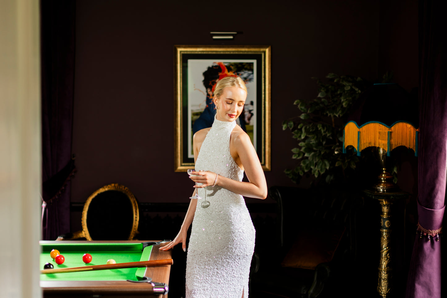 Rotate sequins halterneck