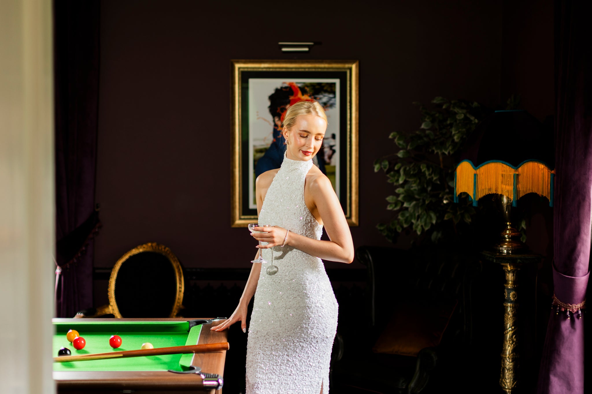 Rotate sequins halterneck