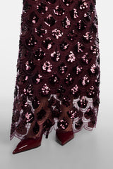 Rotate Embellished Cocktail Dress - Burgundy