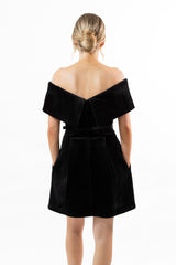 Nadine Merabi - Carmen Velvet Off Shoulder Dress
