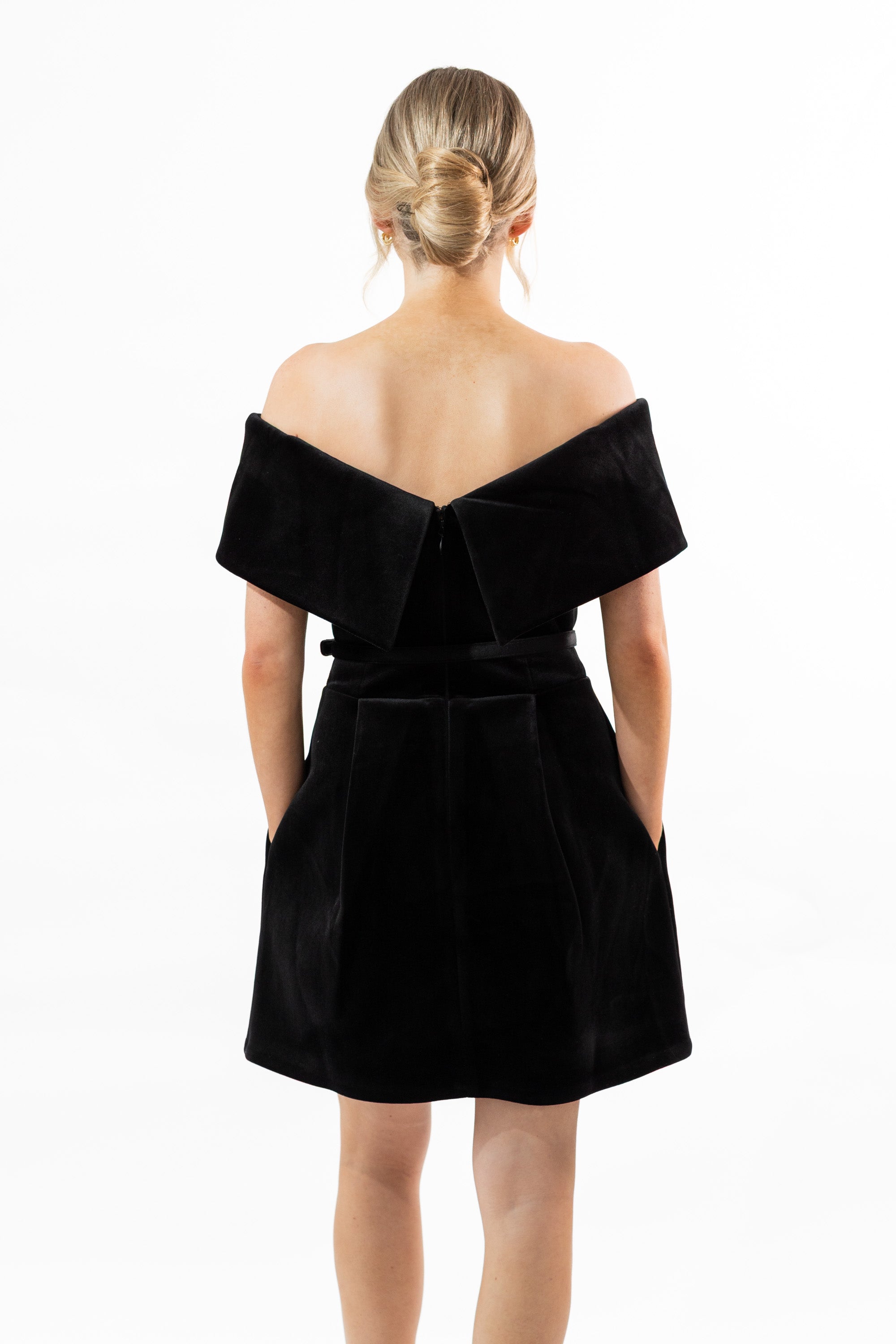 Nadine Merabi - Carmen Velvet Off Shoulder Dress