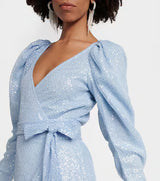 Rotate - Sequin Wrap Dress Blue