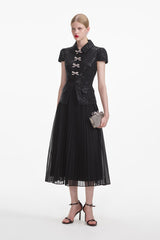 Self Portrait - Boucle Bow Black Midi