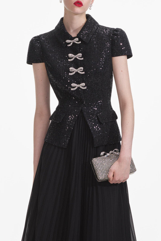 Self Portrait - Boucle Bow Black Midi