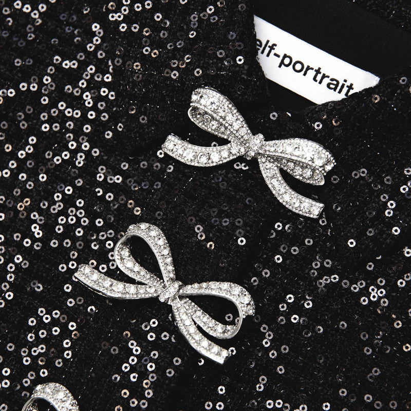 Self Portrait - Boucle Bow Black Midi