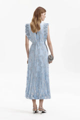 Self Portrait - Metallic Floral Midi