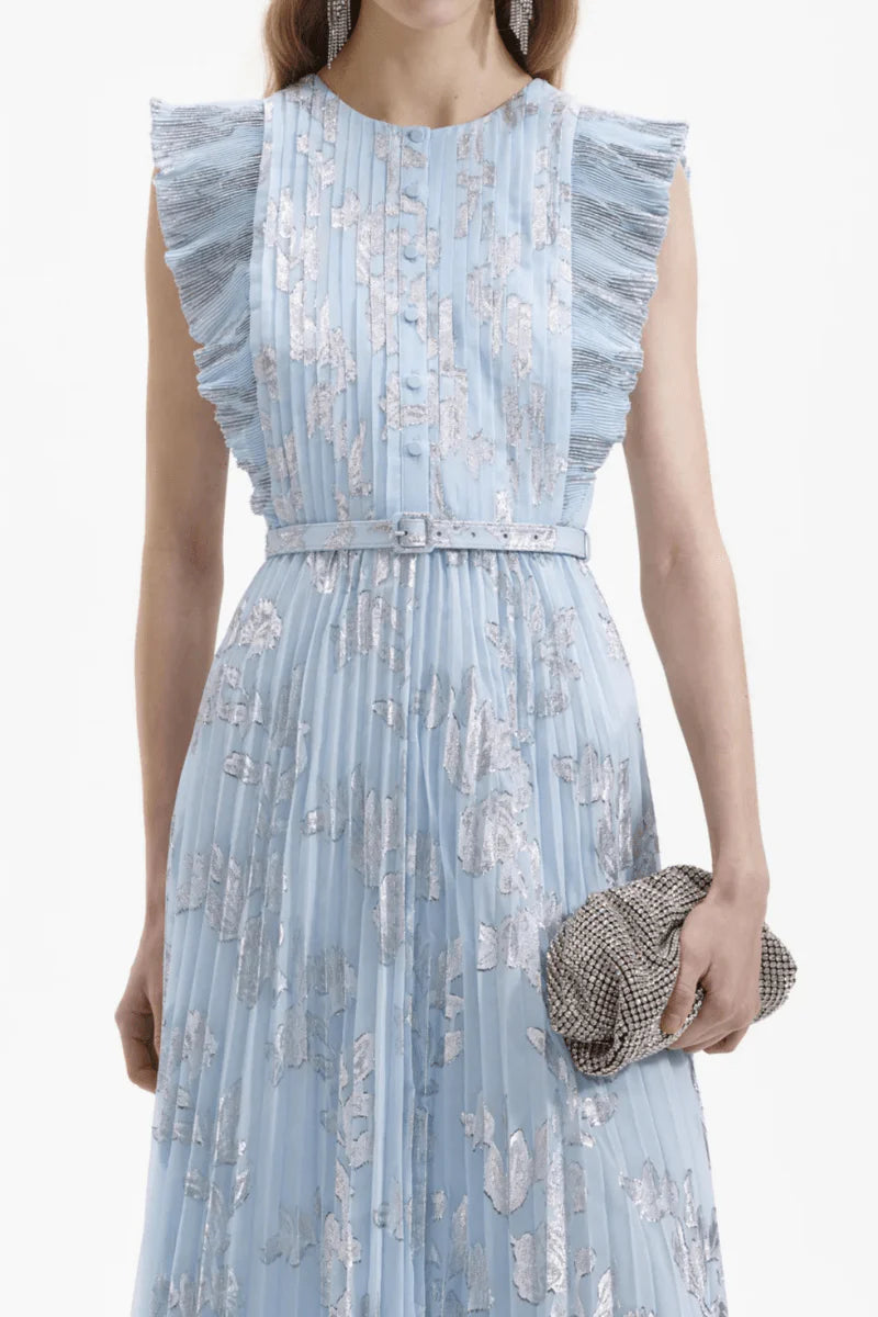 Self Portrait - Metallic Floral Midi