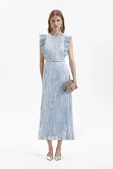 Self Portrait - Metallic Floral Midi