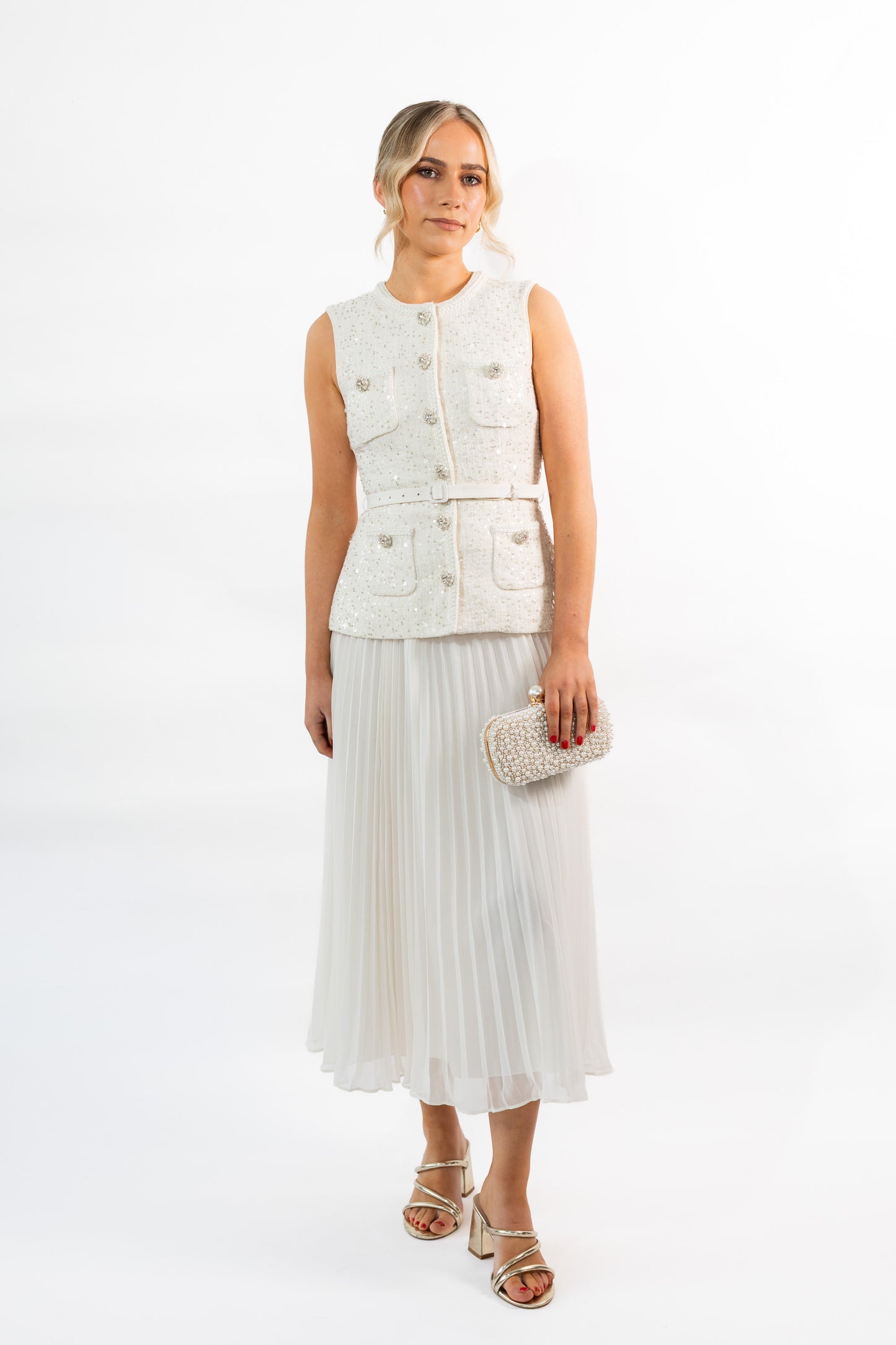 Self Portrait Cream Sequin Boucle