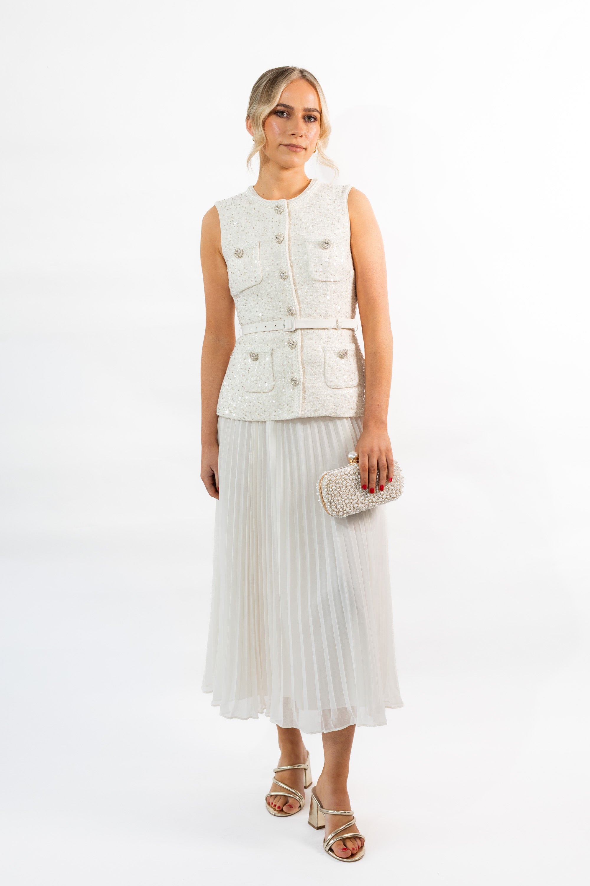 Self Portrait Cream Sequin Boucle
