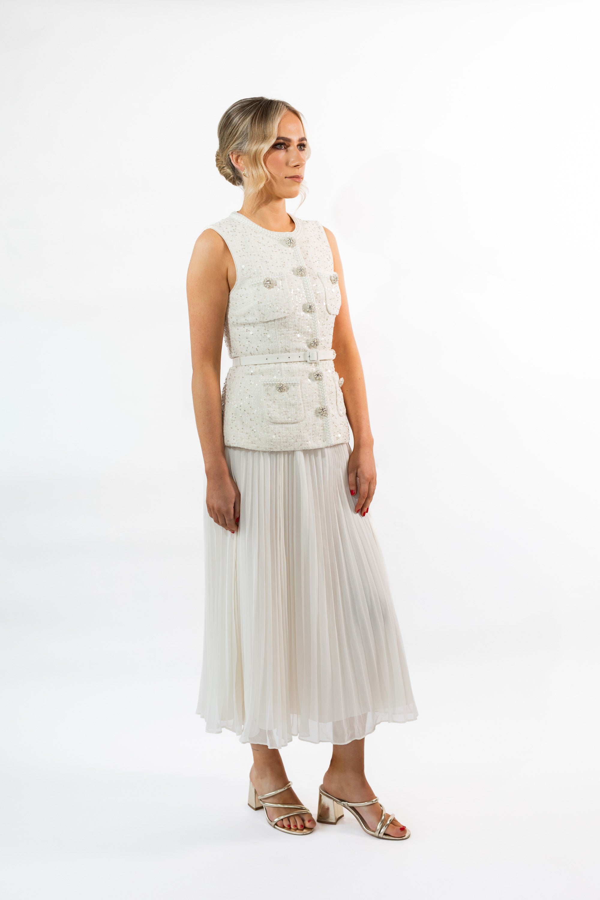 Self Portrait Cream Sequin Boucle