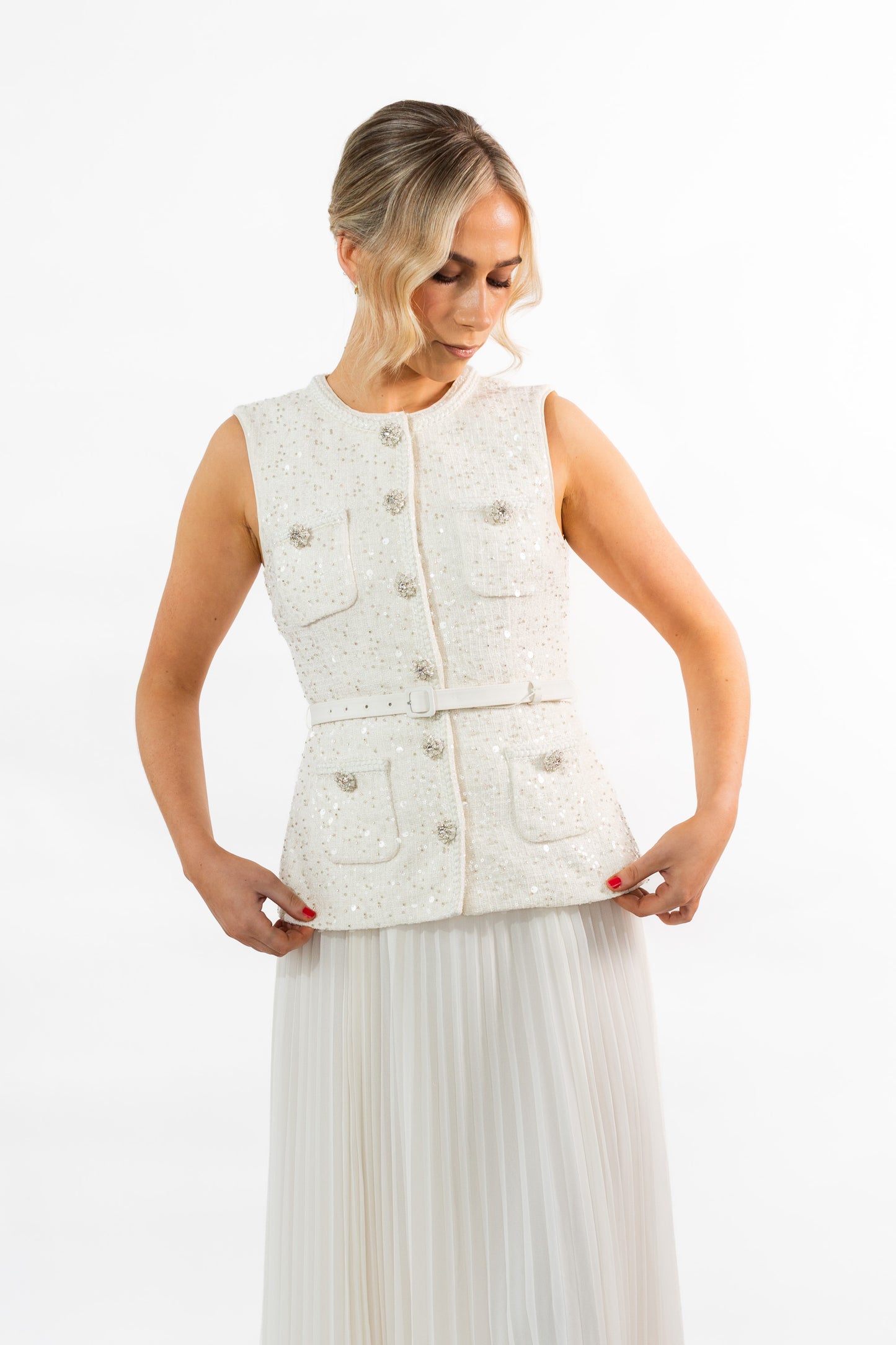 Self Portrait Cream Sequin Boucle