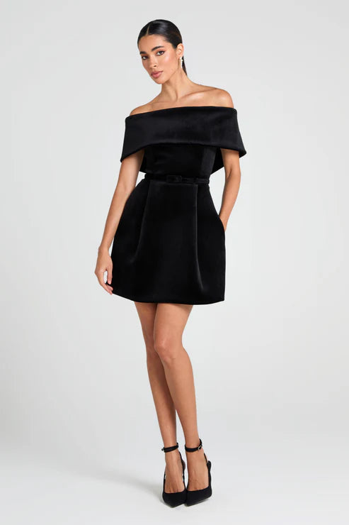 Nadine Merabi - Carmen Velvet Off Shoulder Dress