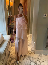 & Other Stories pink appliqué maxi