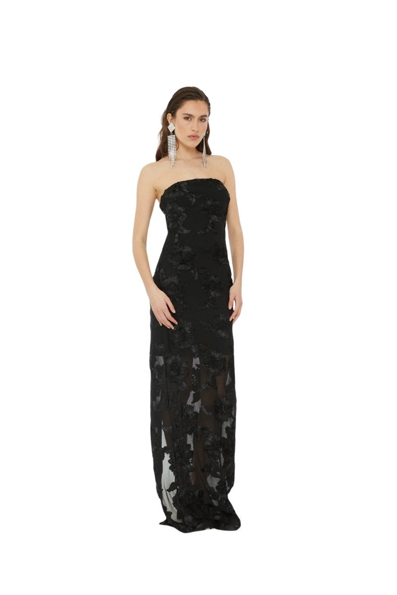 Rotate - Mesh Tube Dress Black