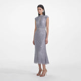 Self Portrait Rhinestone Gown Silver