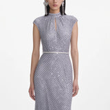 Self Portrait Rhinestone Gown Silver