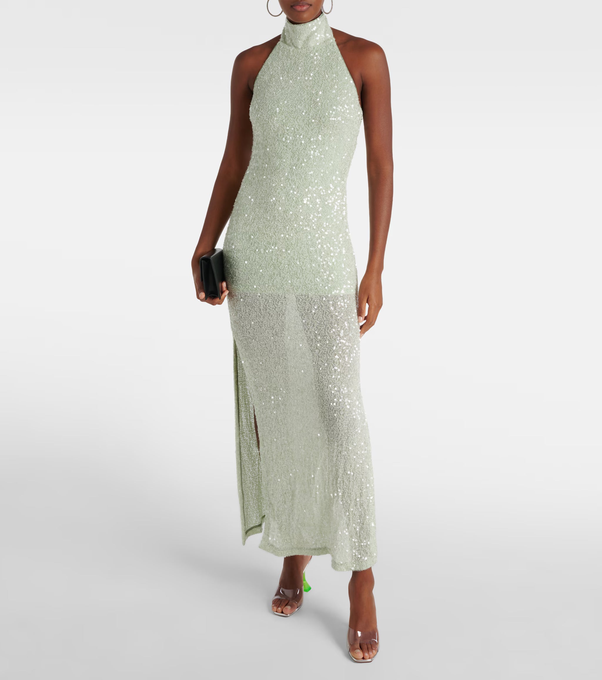 Rotate Sequinned Halter Neck Gown