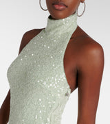 Rotate Sequinned Halter Neck Gown