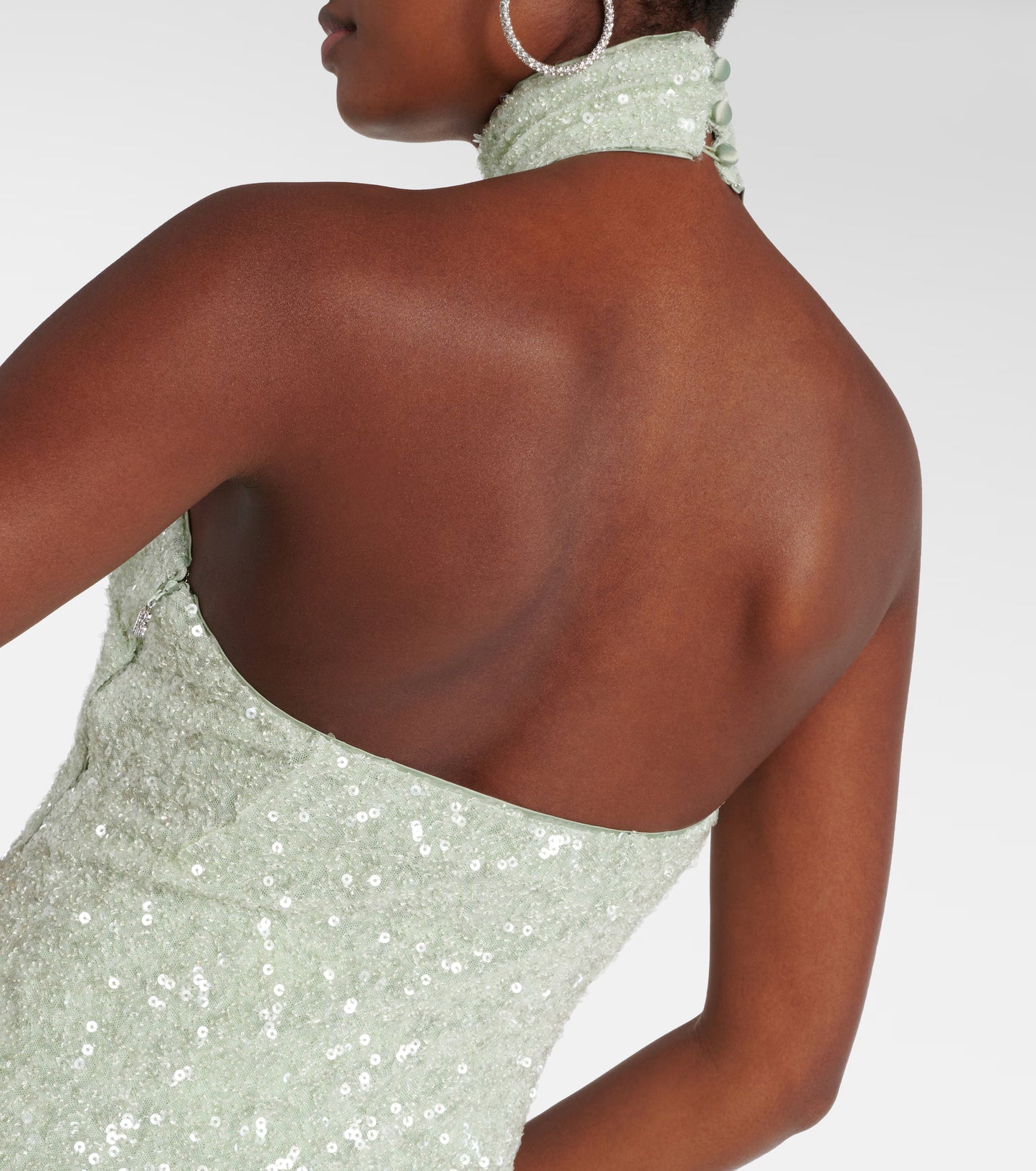 Rotate Sequinned Halter Neck Gown